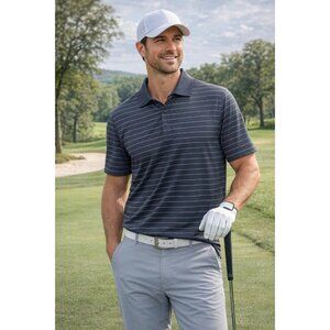 Cutter & Buck Men's Striped Polo Shirt Size Large, Gray NEW